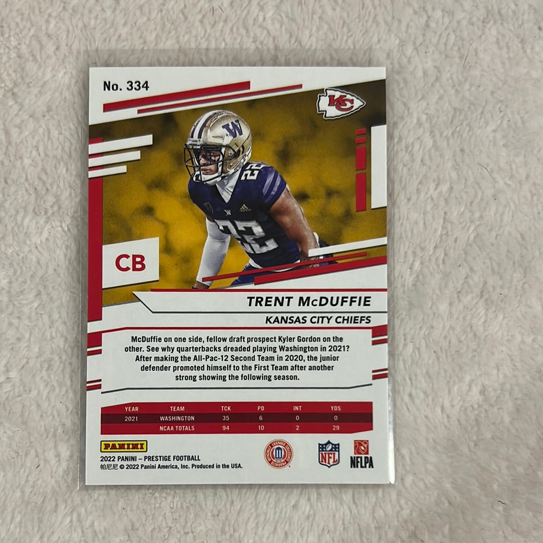 Trent McDuffie #334 - 2022 Panini Prestige RC (Kansan City Chiefs)