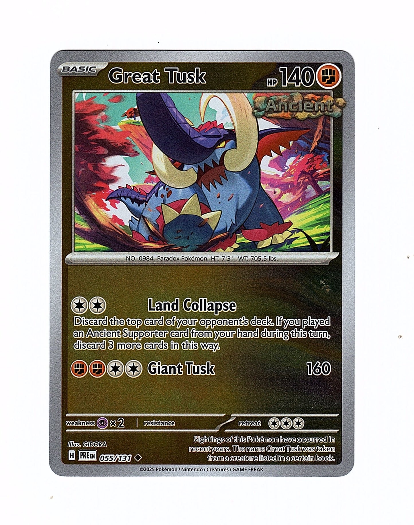Pokemon: Great Tusk 055/131 - Prismatic Evolution (Reverse Holo) NM