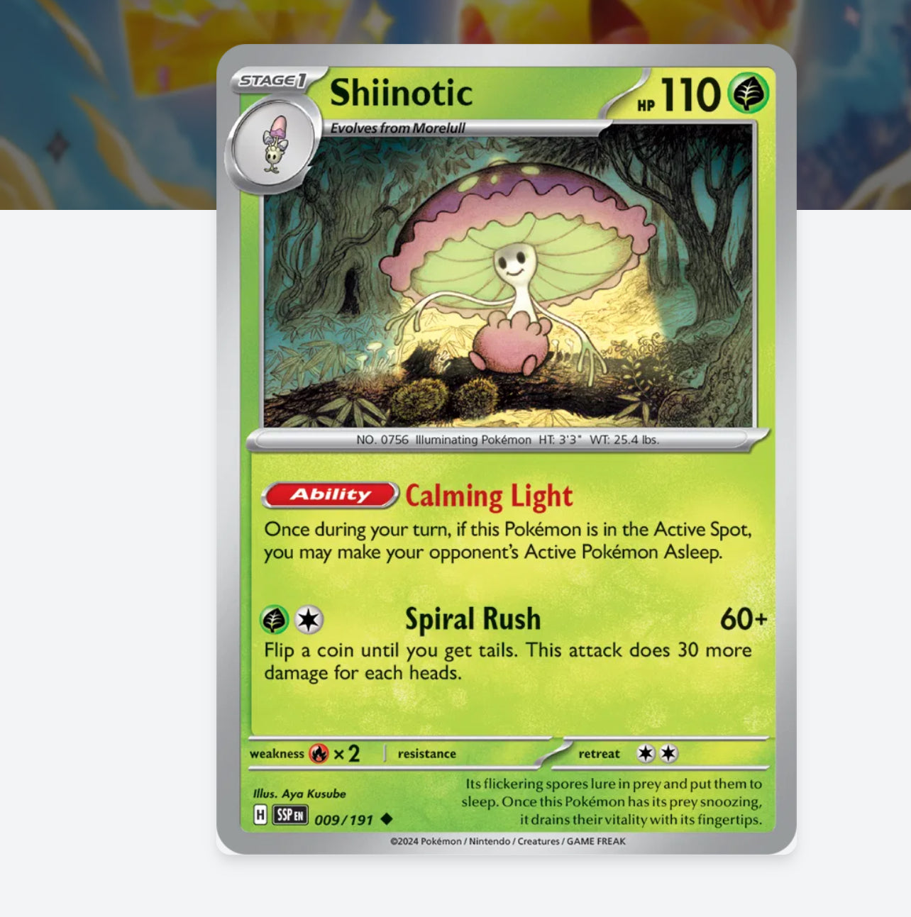 Pokemon: Shiinotic 009/191 - SV08: Surging Sparks (Non-Holo) NM