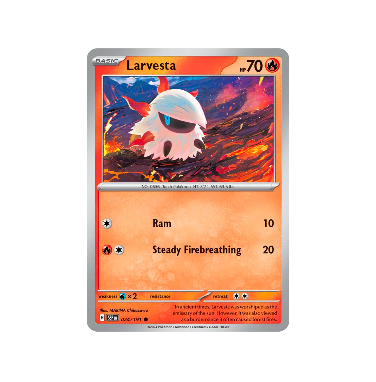Pokemon: Larvesta 024/191 - SV08: Surging Sparks (Non-Holo) NM