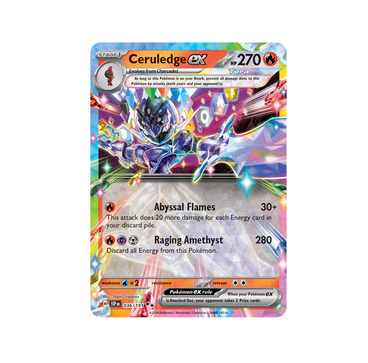 Pokemon: Ceruledge ex 36/191 - SV08: Surging Sparks
