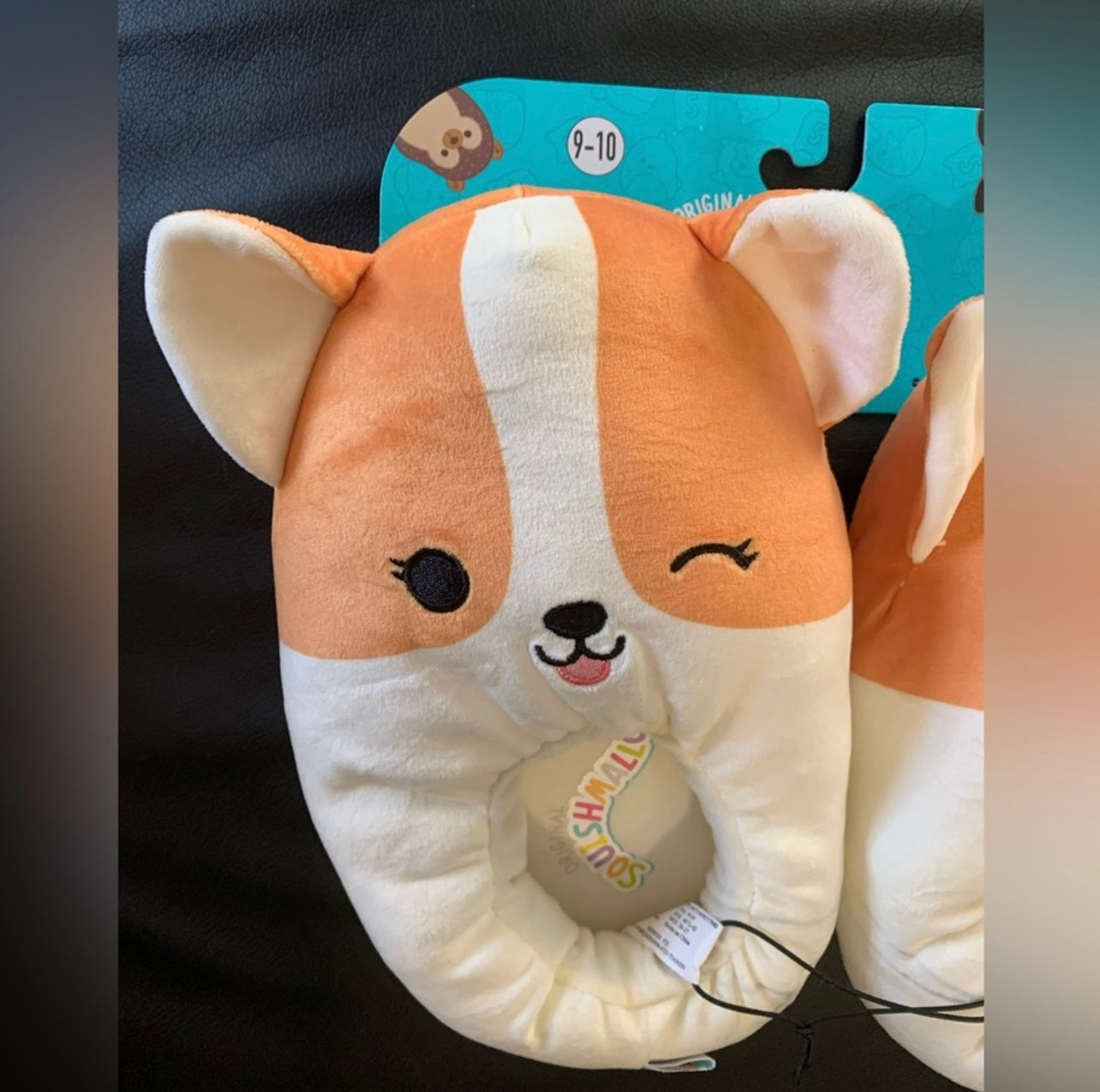 SQUISHMALLOW Regina Corgi SLIPPERS KELLYTOY Plush Dog Rare Adult Size Women