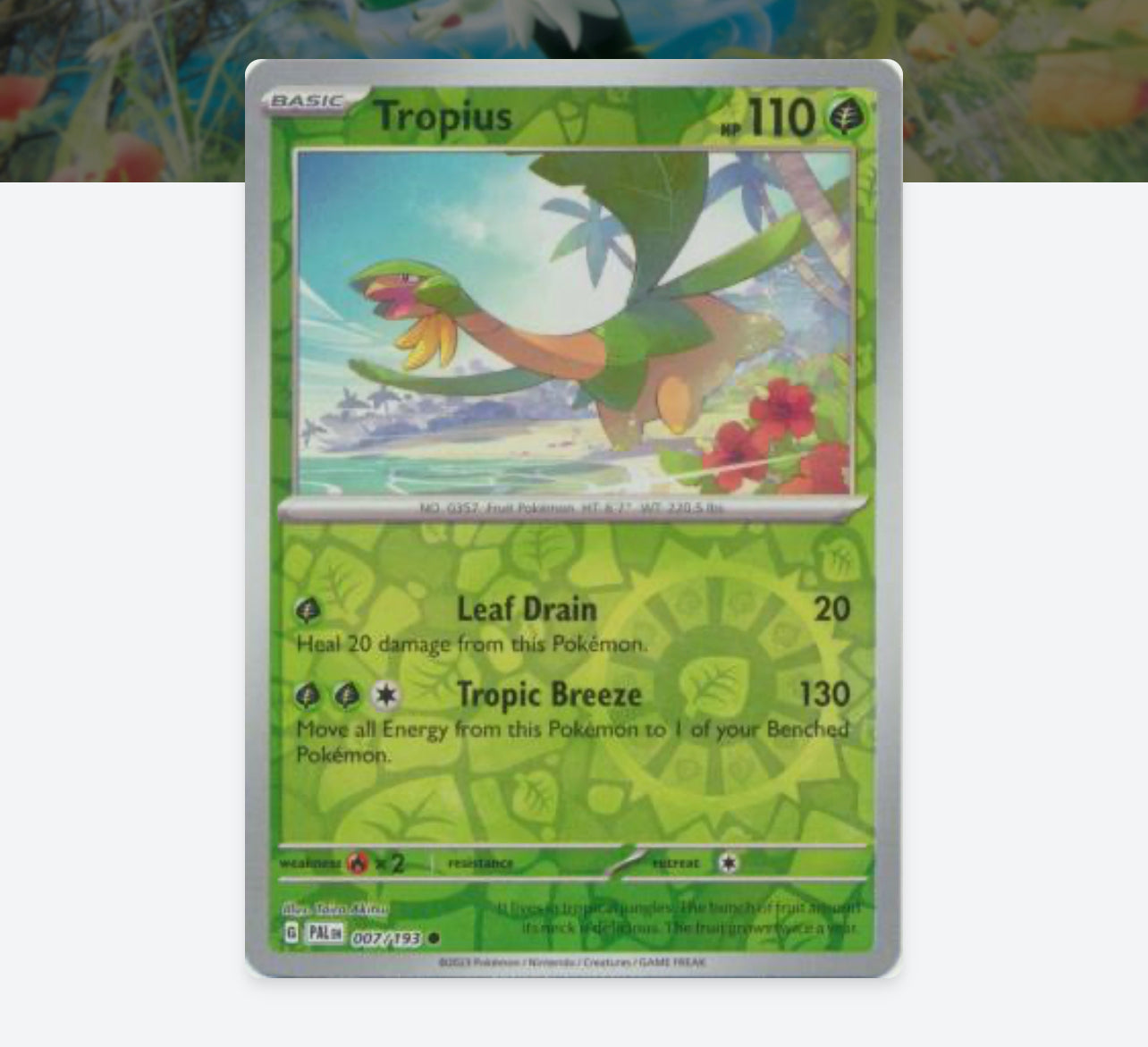 Tropius 007/193 - Common Reverse Holo - Paldea Evolved