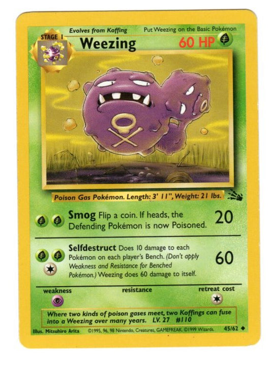 Weezing 45/62 Fossil Regular (Non-Holo) Pokemon Card - MP
