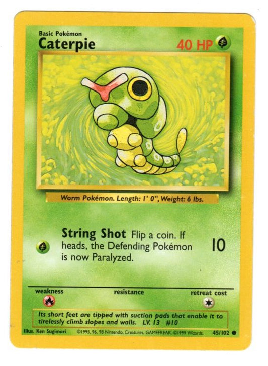 Caterpie 045/102 Base Set Regular (Non-Holo) Pokemon Card - LP