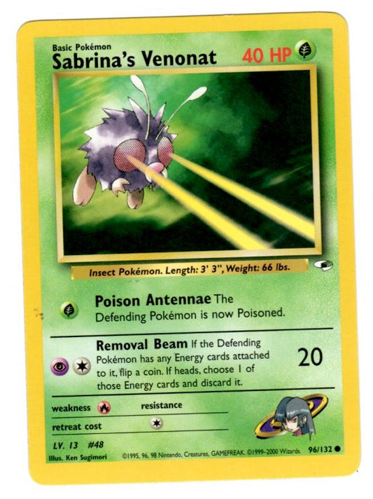 Sabrina's Venonat 096/132 Gym Heroes Regular (Non-Holo) Pokemon Card - LP