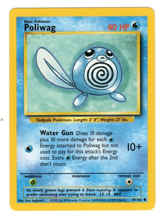 Poliwag 059/102 Base Set Regular (Non-Holo) Pokemon Card - LP