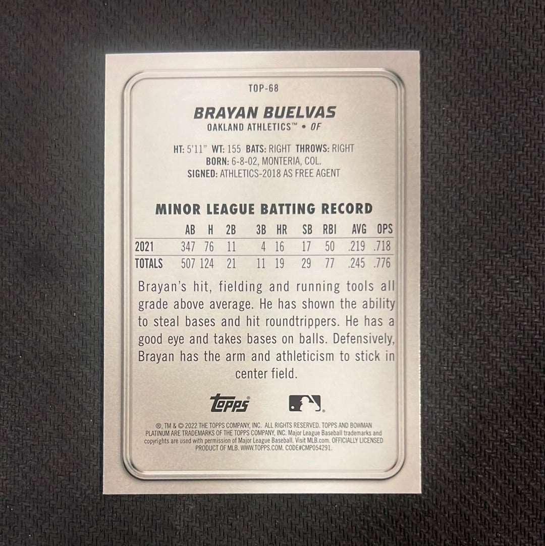 #TOP-68 Brayan Buelvas - Oakland Athletics • OF - 2022 Bowman Platinum
