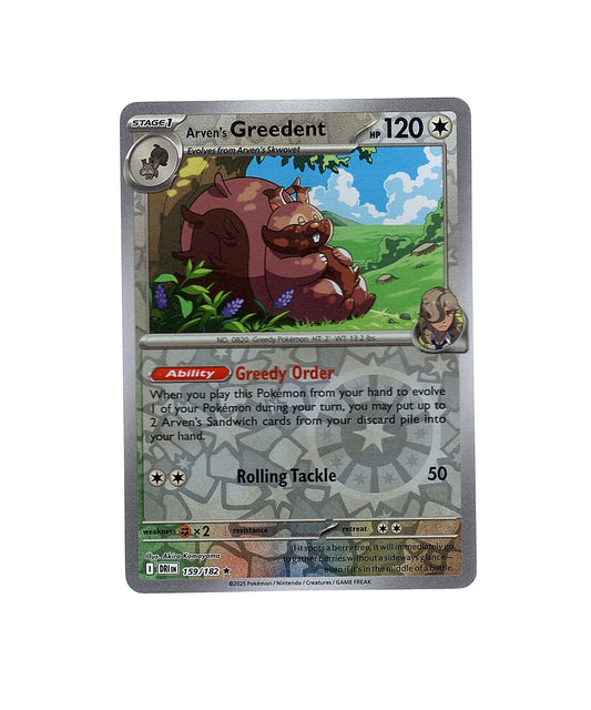 Arven's Greedent 159/182 - Destined Rivals (Reverse Holo Rare) Pokemon Card NM