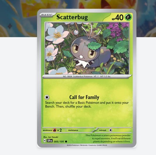 Pokemon: Scatterbug 005/191 - SV08: Surging Sparks (Non-Holo) NM