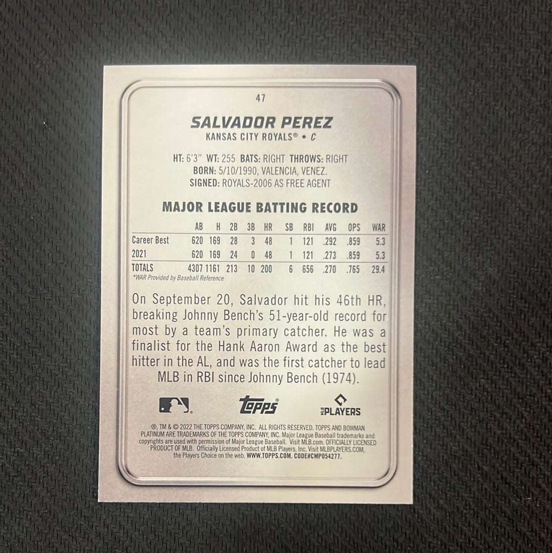 #47 Salvador Perez - KC Royals • C - 2022 Bowman Platinum