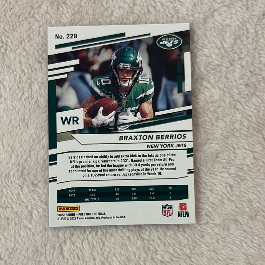 Braxton Berrios #229 - 2022 Panini Prestige (Jets)