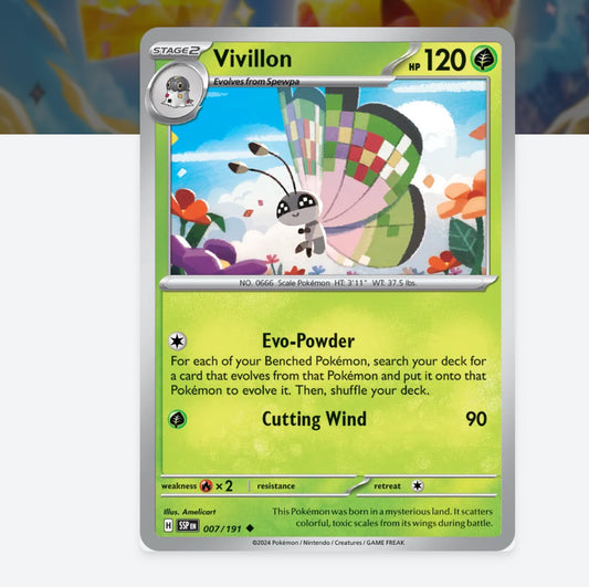Pokemon: Vivillon 007/191 - SV08: Surging Sparks (Non-Holo) NM