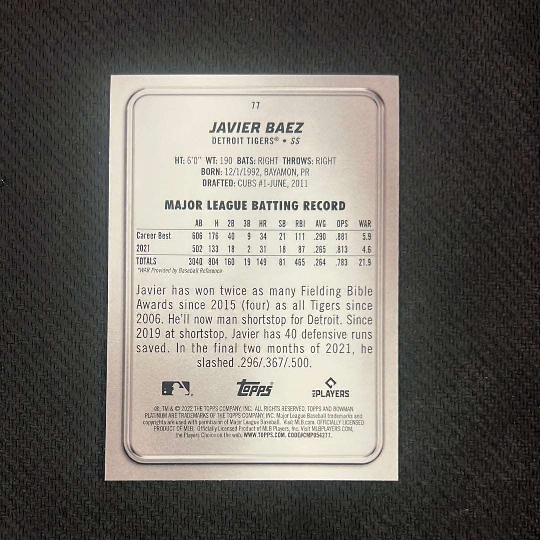 #11 Javier Baez - Detroit Tigers • SS -  2022 Bowman Platinum