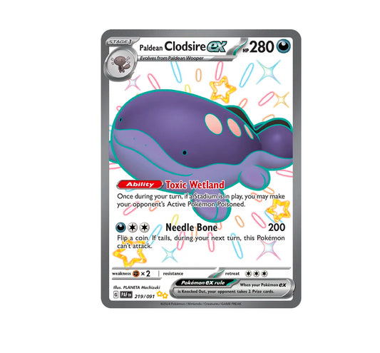 Pokemon: Pladean Clodsire ex 219/091 - SV04.5: Paldean Fates (Shiny Ultra Rare) NM