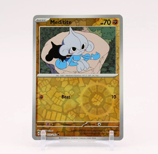 Pokemon: Meditite 077/142 - Stellar Crown (Reverse Holo Common) NM