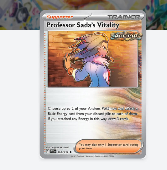 Pokemon: Professor Sada's Vitality 120/131 - Prismatic Evolution (Non-Holo) Trainer -NM