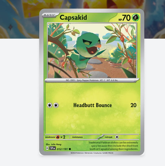 Pokemon: Capsakid 012/191 - SV08: Surging Sparks (Non-Holo)NM