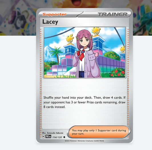 Pokemon: Lacey 114/131 - Prismatic Evolution (Non-Holo) Trainer -NM